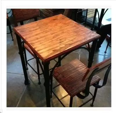 Iron casual bar table and chair indoor balcony table and chair creative coffee table and chair three-piece set retro table and chair