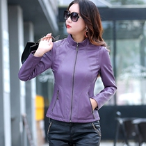 2021 autumn clothes Hainen genuine leather leather clothes female short repairs Korean version big code locomotive small jacket middle-aged leather jacket