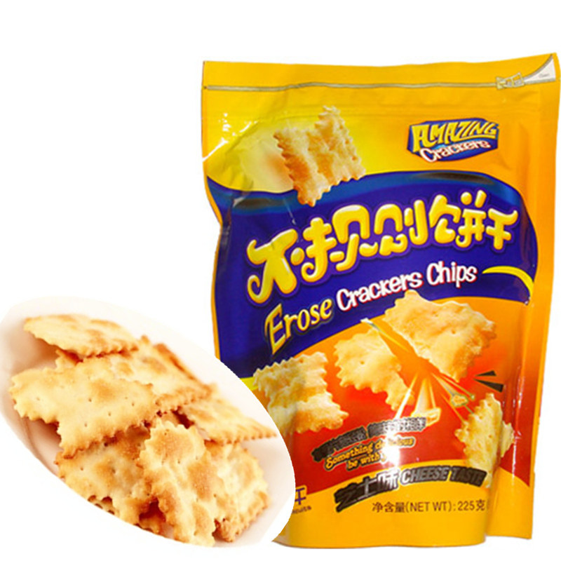 【天猫超市】味之旅不规则梳打饼干芝士味225g办公室休闲零食