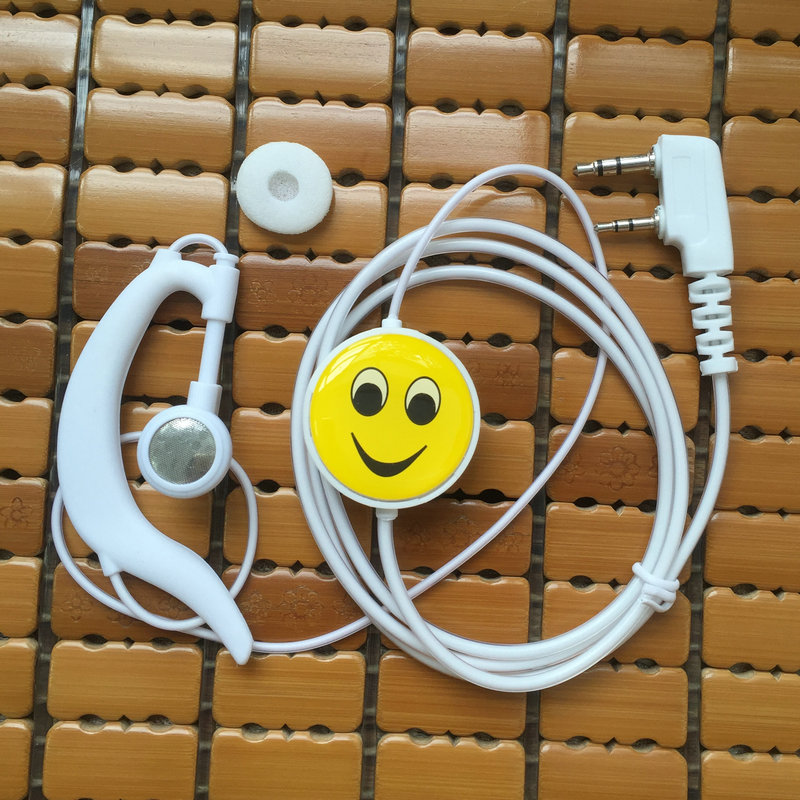 Full 5 to send 1 walkie-talkie headphone cable Universal ear-mounted K-head in-ear headset Smiley face headset