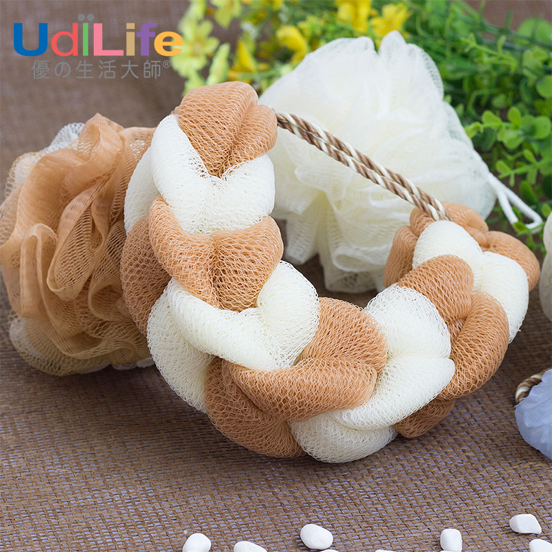 UdiLife台湾进口浴花 沐浴球浴花浴擦沐浴搓澡巾拉背条搓泥去角质
