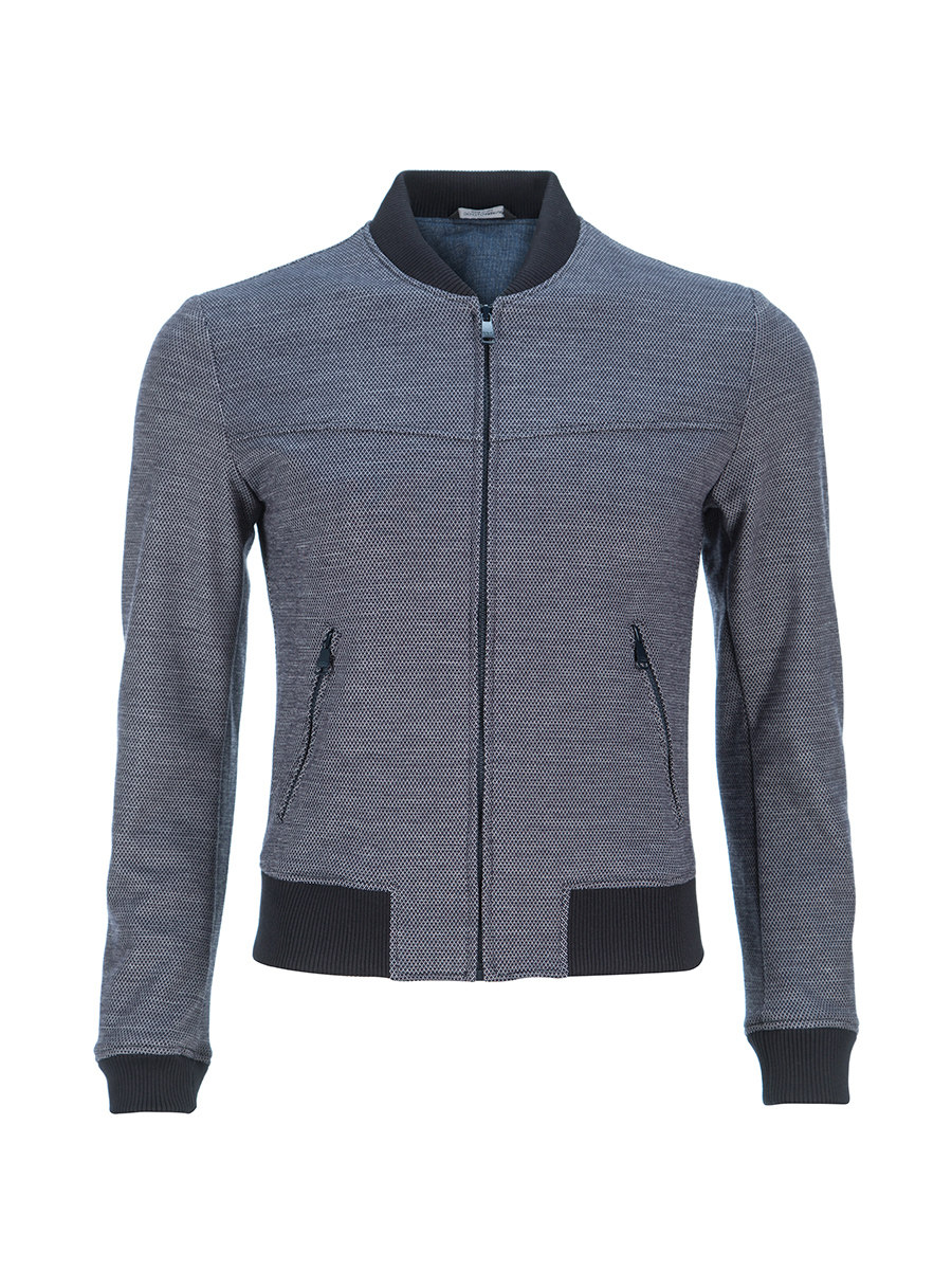 Dolce&Gabbana 灰色花纹饰拼接长袖上衣