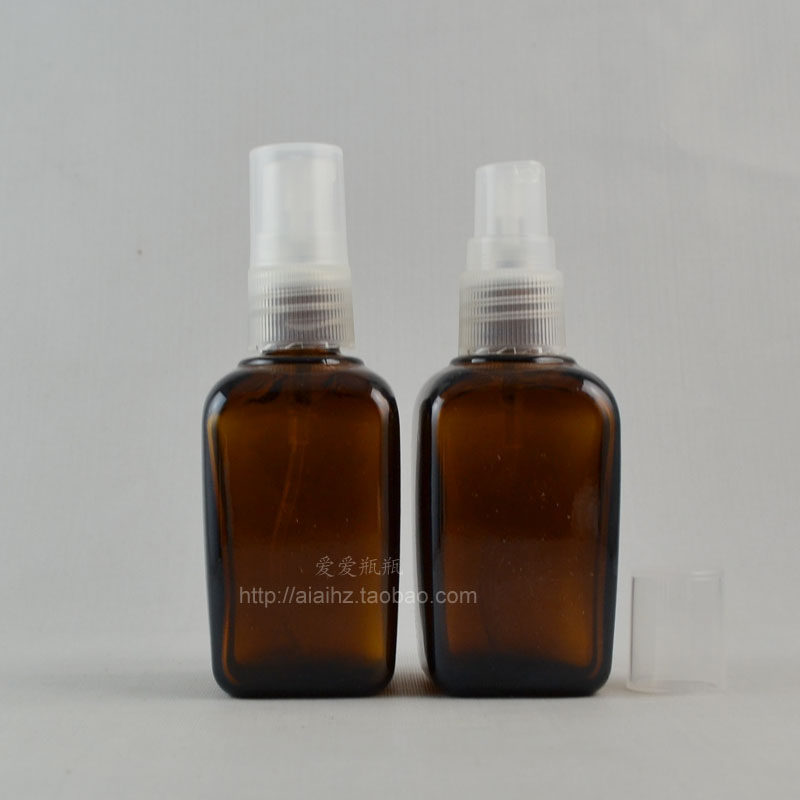 50ml brown transparent square cone essential oil bottle with transparent plastic nozzle split bottle makeup tools