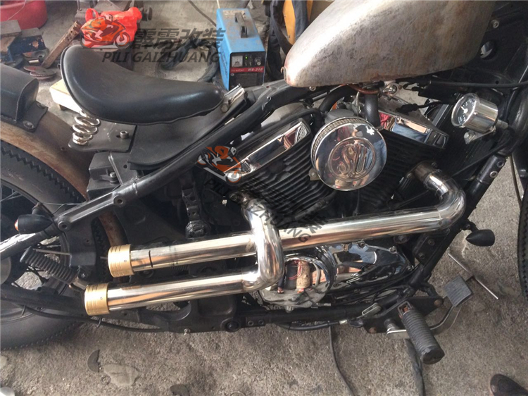 Ống xả retro của Kawasaki Vulcan 400 Vulcan 800 thông qua ống xả giả âm thanh móng ngựa Harley được sửa đổi - Ống xả xe máy