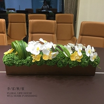 High-end simulation floral set sales department hotel office long table bar counter glass mirror fake flower decoration