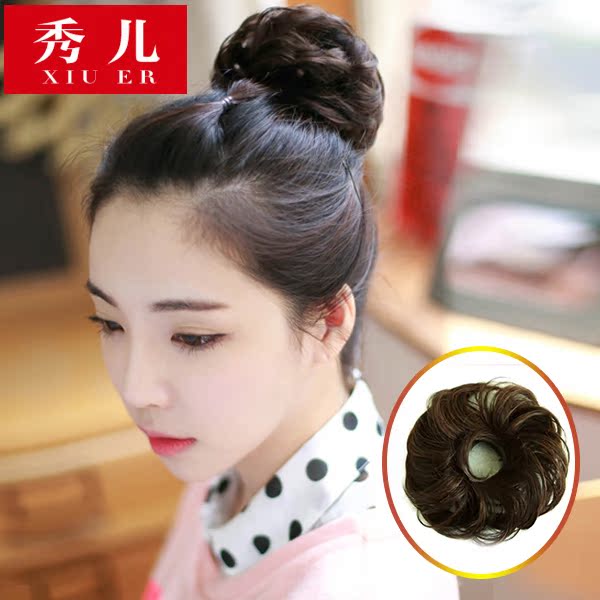秀儿 丸子头卷真发包 发圈女真花苞头 蓬松古装盘发型 真发包
