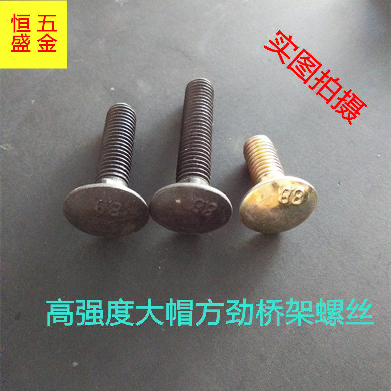 8 8-level big cap high-strength square-strength carriage bolt bridge wire shelf screw semi-circle head square-strength screw