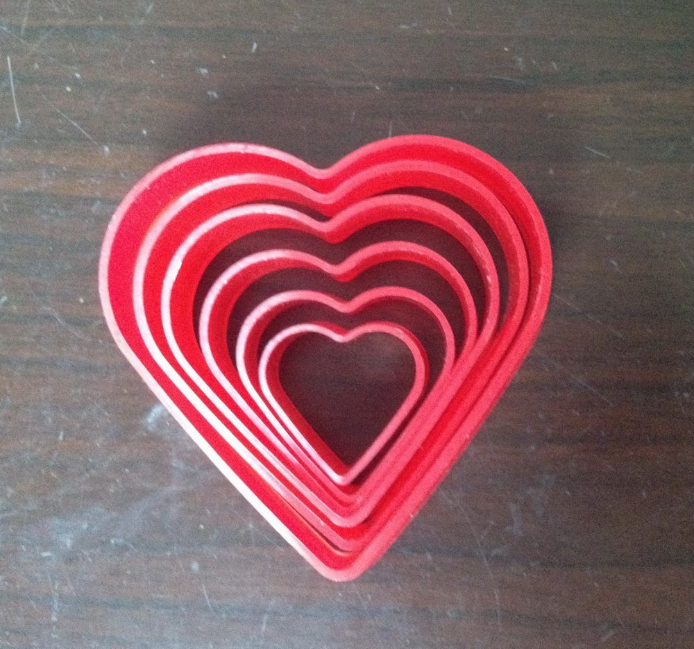 Red Care Cookie Cut Mold 6 piece of heart - set cookie mold Top sugar cake mold baking mold
