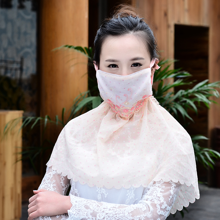 2个装时尚女 夏季护颈护脖防尘防紫外线夏天防晒薄款口罩透气面罩