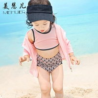 Phiên bản Hàn Quốc của trẻ em áo tắm chia bé gái bikini ba mảnh dài tay chống nắng kích thước cô gái áo tắm mùa xuân nóng đồ bơi cho be gái 1 tuổi