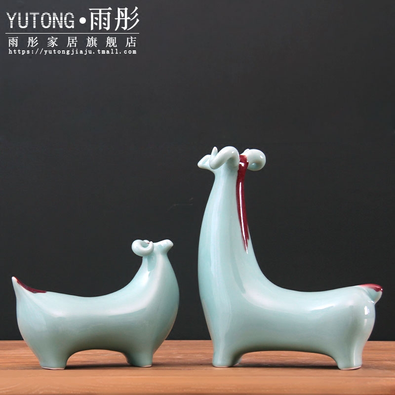 Jingdezhen ceramic checking shadow celadon decoration gifts zodiac sheep sheep sitting room classical furnishing articles of handicraft