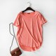 Short-sleeved T-shirt for women, loose summer plus size, half-sleeved, slim modal T-shirt, short in front and long in back, T-shirt for women, half-sleeved