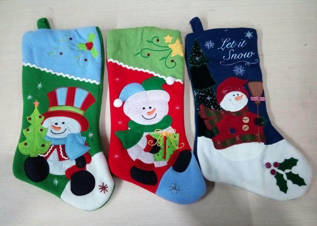 Children's big number embroidered snowman cute Christmas socks High quality 45CM gift bag Candy Bag Adornment