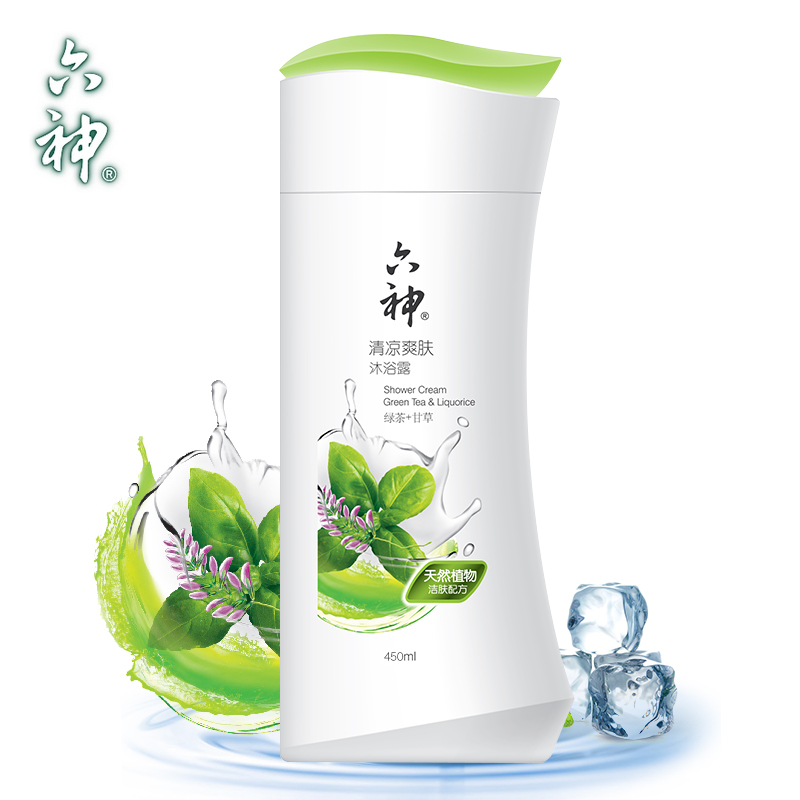 【天猫超市】六神清凉爽肤沐浴露(绿茶+甘草)450ml 祛汗臭不滑腻