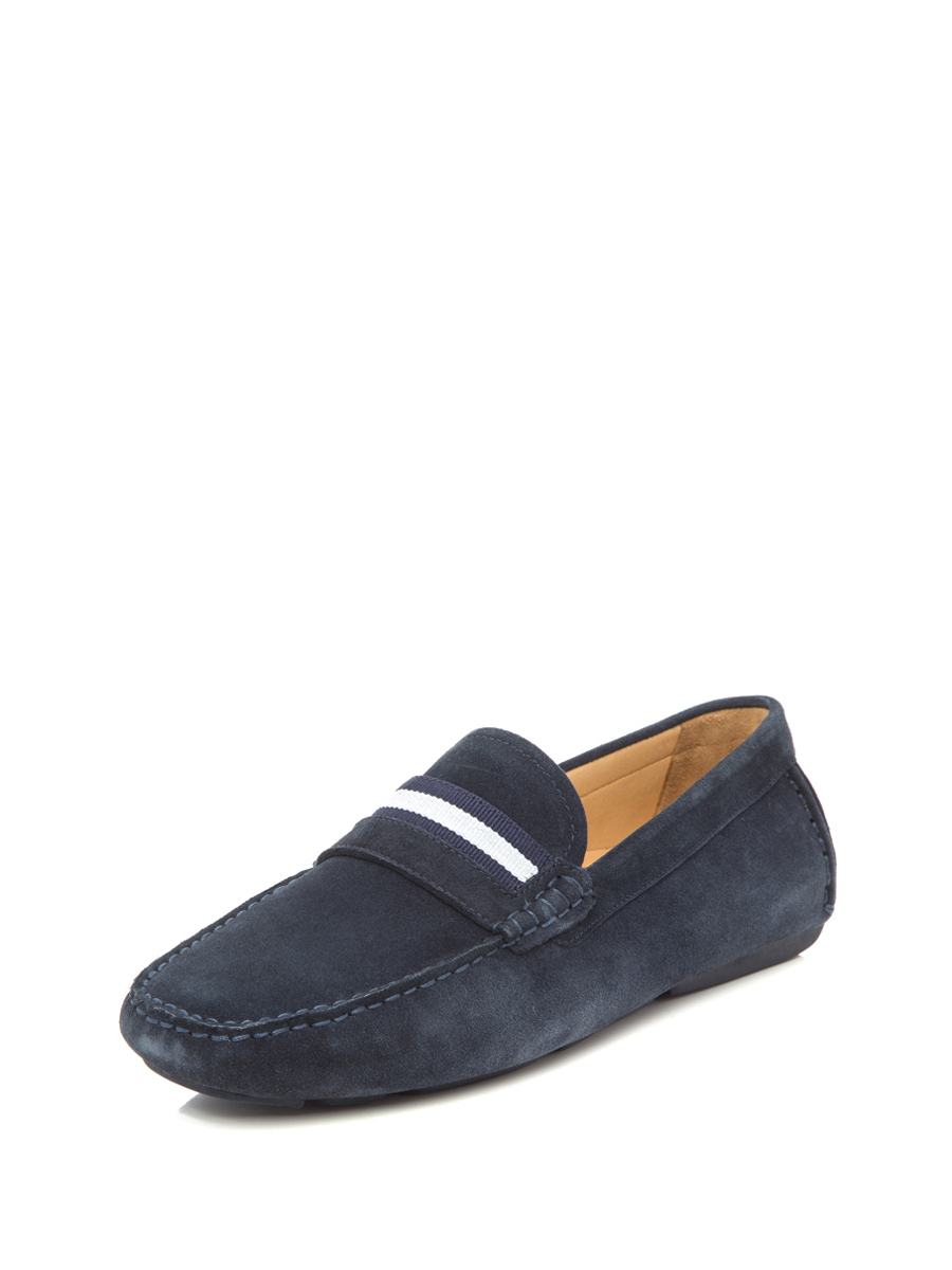 TRANOI 宝蓝色襻带线拼接驾驶鞋