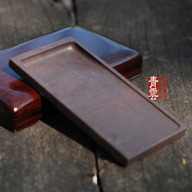 Qingyun Pen Society 5-inch long square dripping pond inkstone End inkstone inkstone Song Pit thin inkstone square portable with four treasures of Wenfang