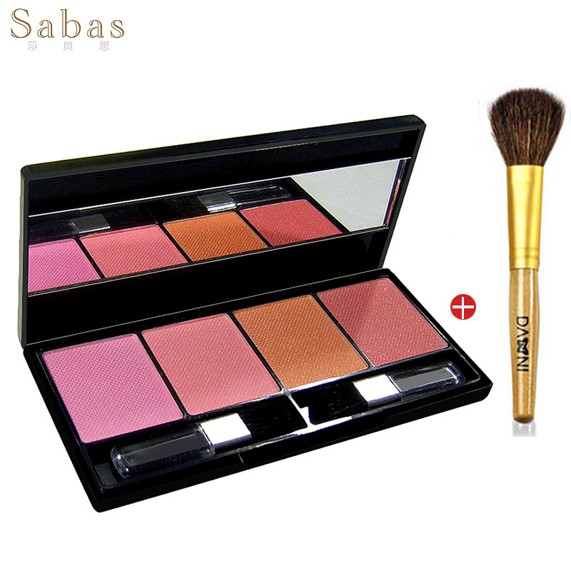 SABAS 四色经典腮红正品20g 胭脂粉桔粉桃红橘色 裸妆彩妆送刷