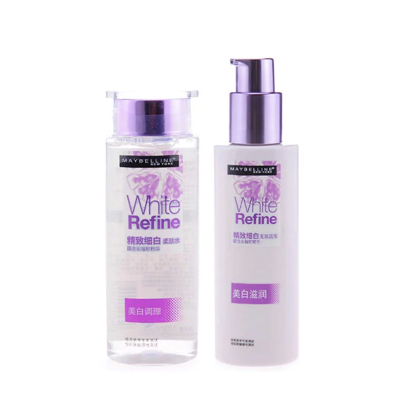 美宝莲套精致细白柔肤水+精致细白无暇乳液女士护肤品水保湿补水