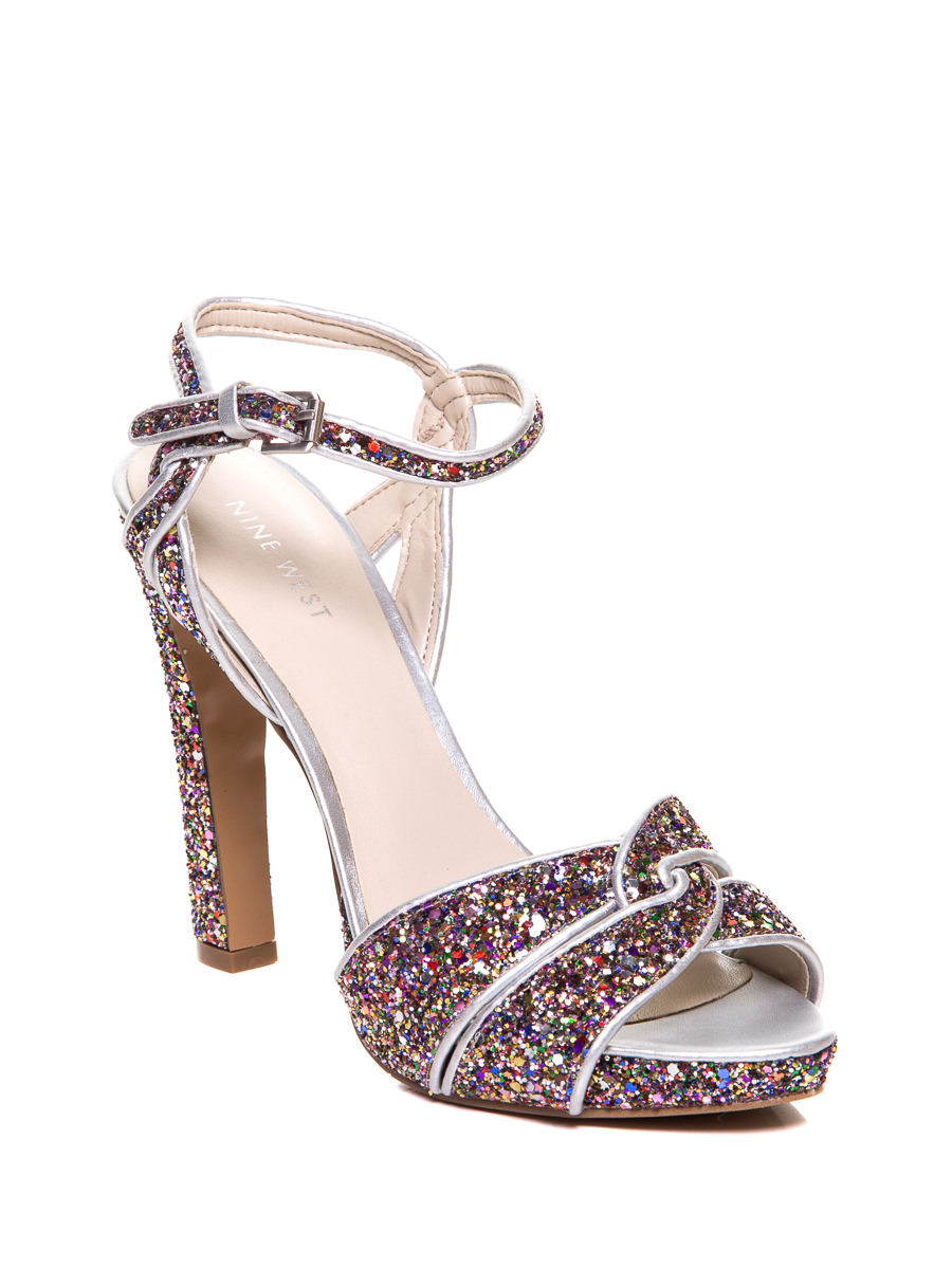 Nine West/玖熙 彩色亮片细搭带高跟凉鞋