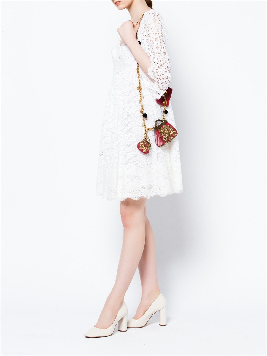 Dolce&Gabbana 红色钉珠饰手提链条包