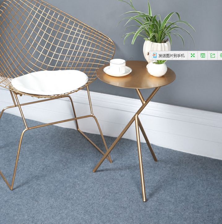 New Nordic creative furniture Iron Art Tea Table Living-room Sofa Edge A Few Corners A Few Golden Small Round Table Small Side Tables