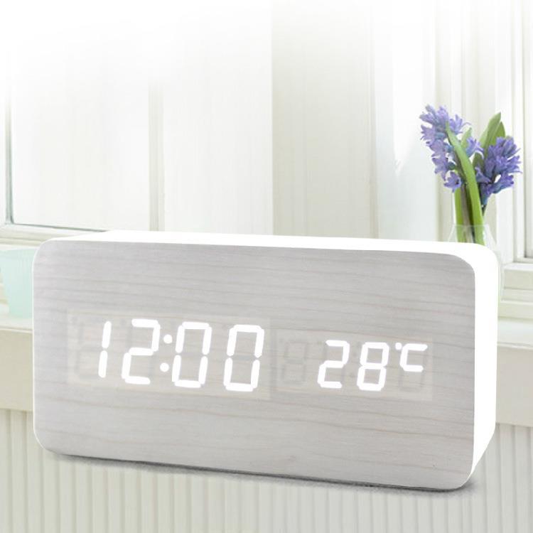 New creative LED environmental protection wooden clock Wooden home electronic alarm clock Mini digital clock table clock