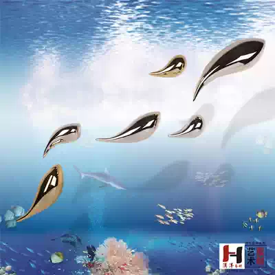 Resin small fish Wall decorative wall decoration sculpture Abstract living room decoration fish pendant fish hanging decoration wall craft gift decoration