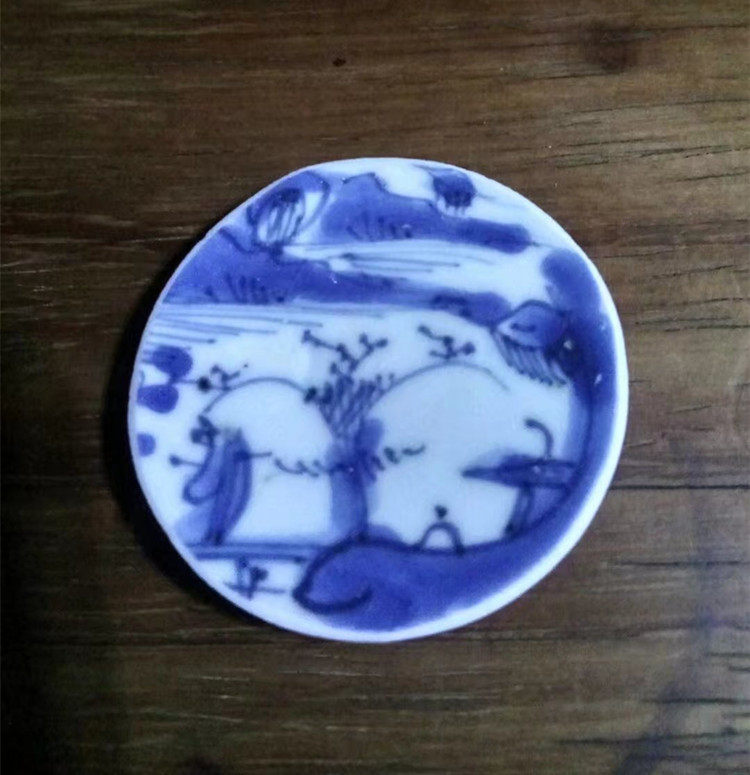 Ming Dynasty Characters Landscape Landscape Map Ancient Porcelain Pendant Old Porcelain Pendant Authentic Jingdezhen Kiln Antique has been polished