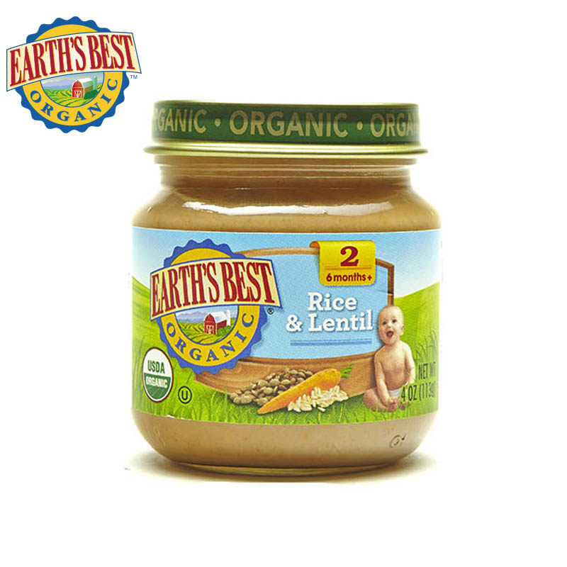 【天猫超市】美国进口earth's best爱思贝糙米扁豆苹果泥113g辅食