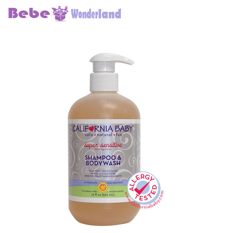 美国原装California Baby加州宝宝防敏感洗发水和沐浴露562ml