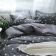phong cách tối giản sóng lưới điểm bông denim bông giường bẩn chấm tối áp dụng tấm 1.8 - Bộ đồ giường bốn mảnh