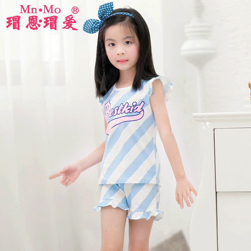 瑁恩瑁爱童装夏新款韩版儿童潮女小童无袖套装休闲短裤运动套装潮