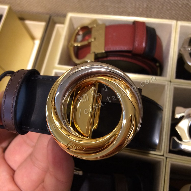 Hong Kong cartier cartier cowhide belt Women's belt gold-plated buckle complete