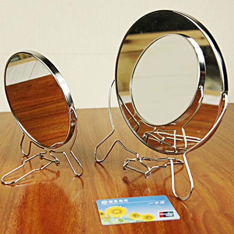 Vintage round mirror double-sided mirror desktop iron edge mirror costume dressing mirror iron frame beauty mirror makeup mirror medium