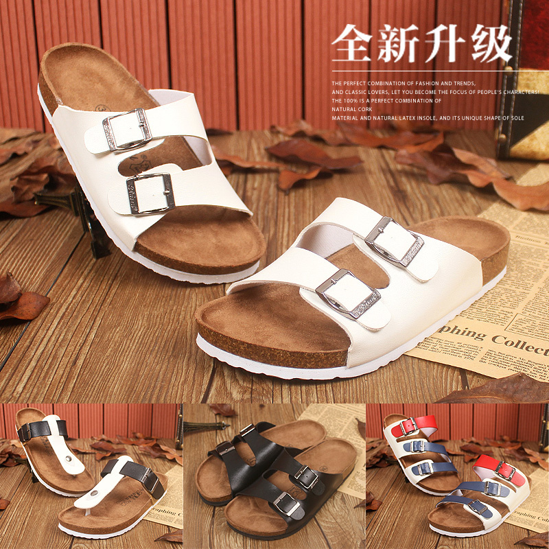 2019 Summer New Flip-Flops for Men, Korean Style Trendy Couple Beach Cork Shoes, Casual Sandals for Women, Thong Sandals