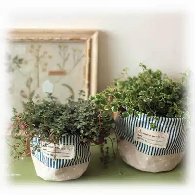 ZAKKA ocean wind classic blue and white vertical stripe canvas binaural storage bag waterproof flower bucket