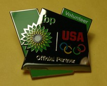London 2012 Olympic Games badge United States Olympic Committee sponsor badge British Petroleum BP volunteer badge