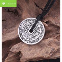 Chinese style mountain flower Bagua silver ornaments