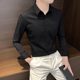 Striped shirt men's long-sleeved high-end summer thin ice silk handsome business casual high-end Korean slim shirt