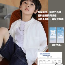 Factory sales Chenchen d mom summer parent-child shirt boys handsome white shirt children Lanjing cool sun protection shirt small