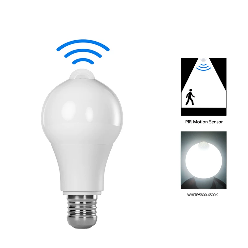 Новый товар 12W PIR-датчик движения светодиодная лампа AMPoule Led E27 IP42 OU
