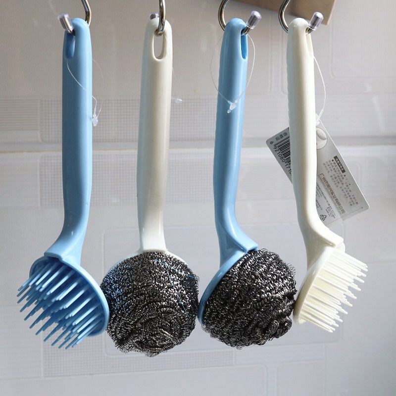 Kitchen Pot Scrubber with Handle, Long-Handled Steel Wire Ball Brush, Pot Cleaning Brush, Dishwashing Brush, Non-Stick Oil Brush Kitchen Pot Scrubber with Handle, Long-Handled Steel Wire Ball Brush, Pot Cleaning Brush, Dishwashing Brush, Non-Stick Oil Brush