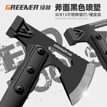 Green forest fire ax firewood large ax woodworking special high hardness hand ax mountaineering large outdoor tree felling tool