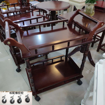 Mobile solid wood push dining cart hotel wine cart wedding wine cart mobile tea S water rack car show VIP tea