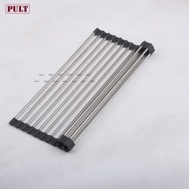 PULT Foldable Drain Roller Shutters Stainless Steel Drain Basket Kitchen Sink Drain Board Shelve Insulation Mat
