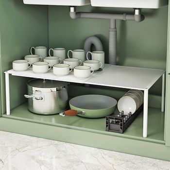 Kitchen retractable cabinet f cabinet storage layered storage rack sink pot bowl plate cabinet artifact partition board break table