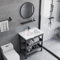 Simple floor-standing e space aluminum bracket ceramic washbasin bathroom small apartment ultra-narrow balcony column face wash