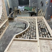 Solid wood lattice new Chinese style living room partition moon cave arch arch rack moon door antique screen wooden grille customization