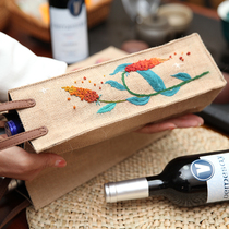 Embroidery handmade red wine bag three-dimensional European embroidery creative gift fabric embroidery storage ribbon embroidery