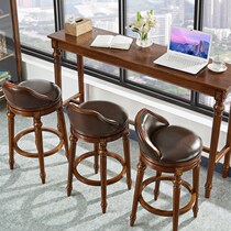 美客式木阳吧台靠桌家用q厅小台吧台实墙长条欧式酒吧椅子高脚桌